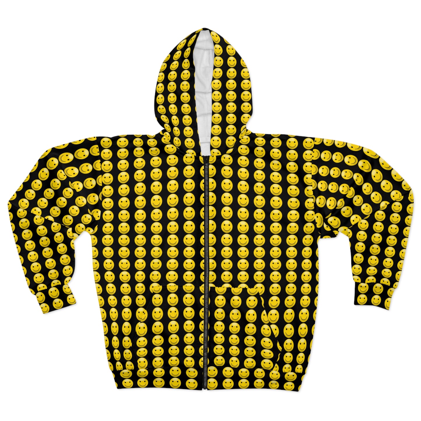 Happy Emoji Unisex Zip Hoodie, Fun Apparel for Casual Wear