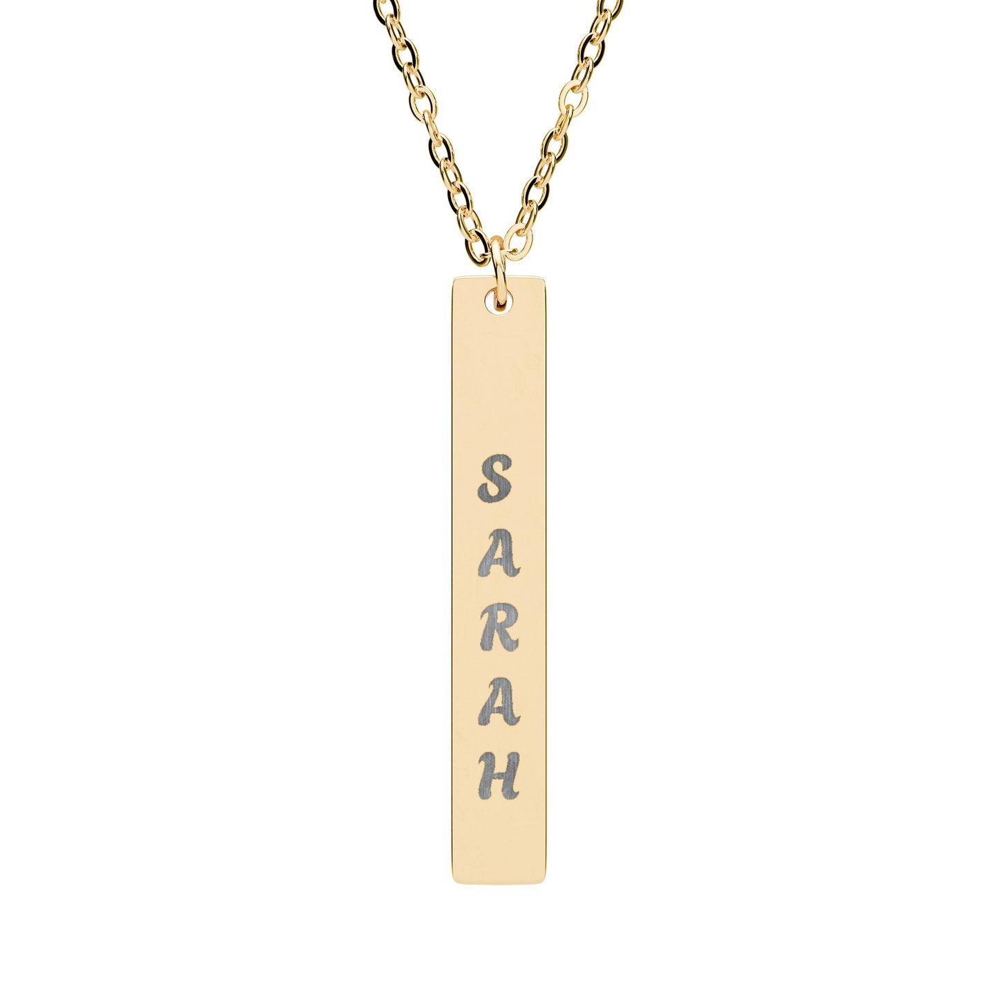 Personalized Vertical Bar Necklace — Engraved Name Pendant