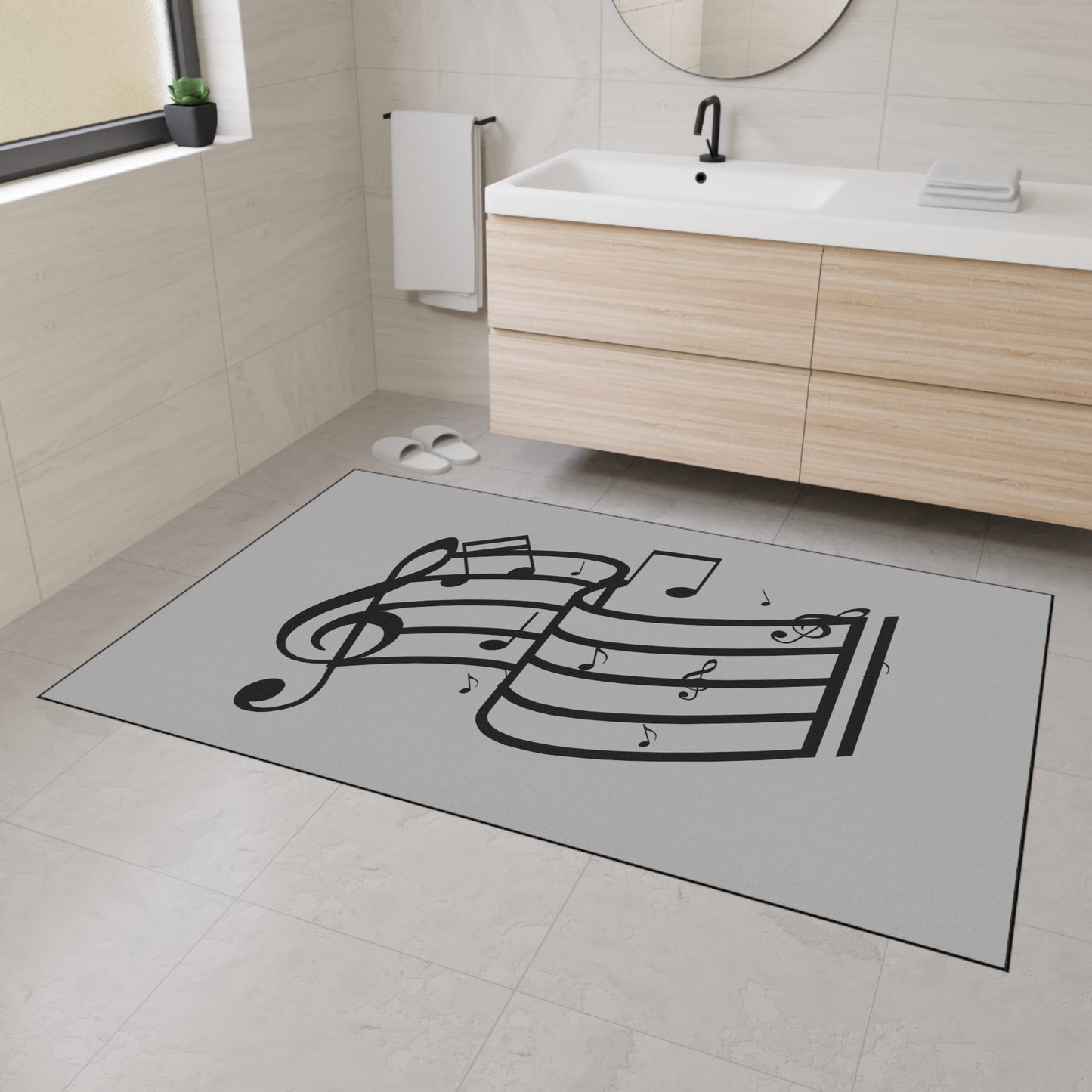 Musical Notes Heavy-Duty Floor Mat — Clef & Staff Design for Music Rooms