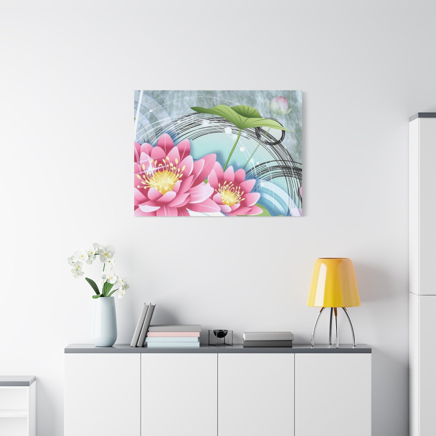 Lotus Blossom Matte Canvas Wall Art — Stretched 1.25" Decorative Print