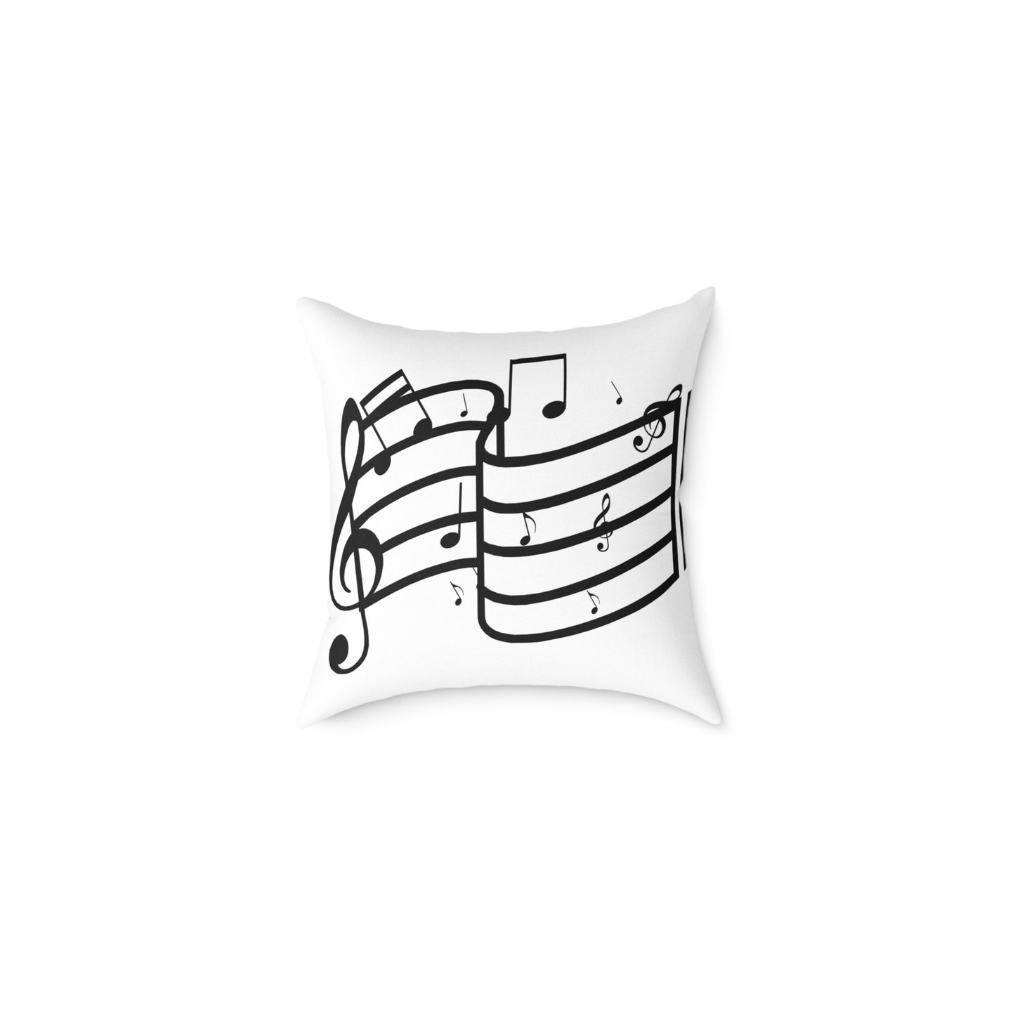Music Notes Square Throw Pillow - Black Treble Clef Sheet Design