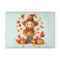 Autumn Scarecrow Glass Cutting Board, Fall Kitchen Decor, Thanksgiving Gift, Food Prep Surface, Harvest Homeware, Seasonal Cooking Tool