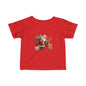 Infant Tee — Cute Santa with Reindeer Christmas Holiday Shirt for Babies