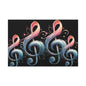 Musical Treble Clef Canvas Wall Art — Pastel Ribbon Notes on Black