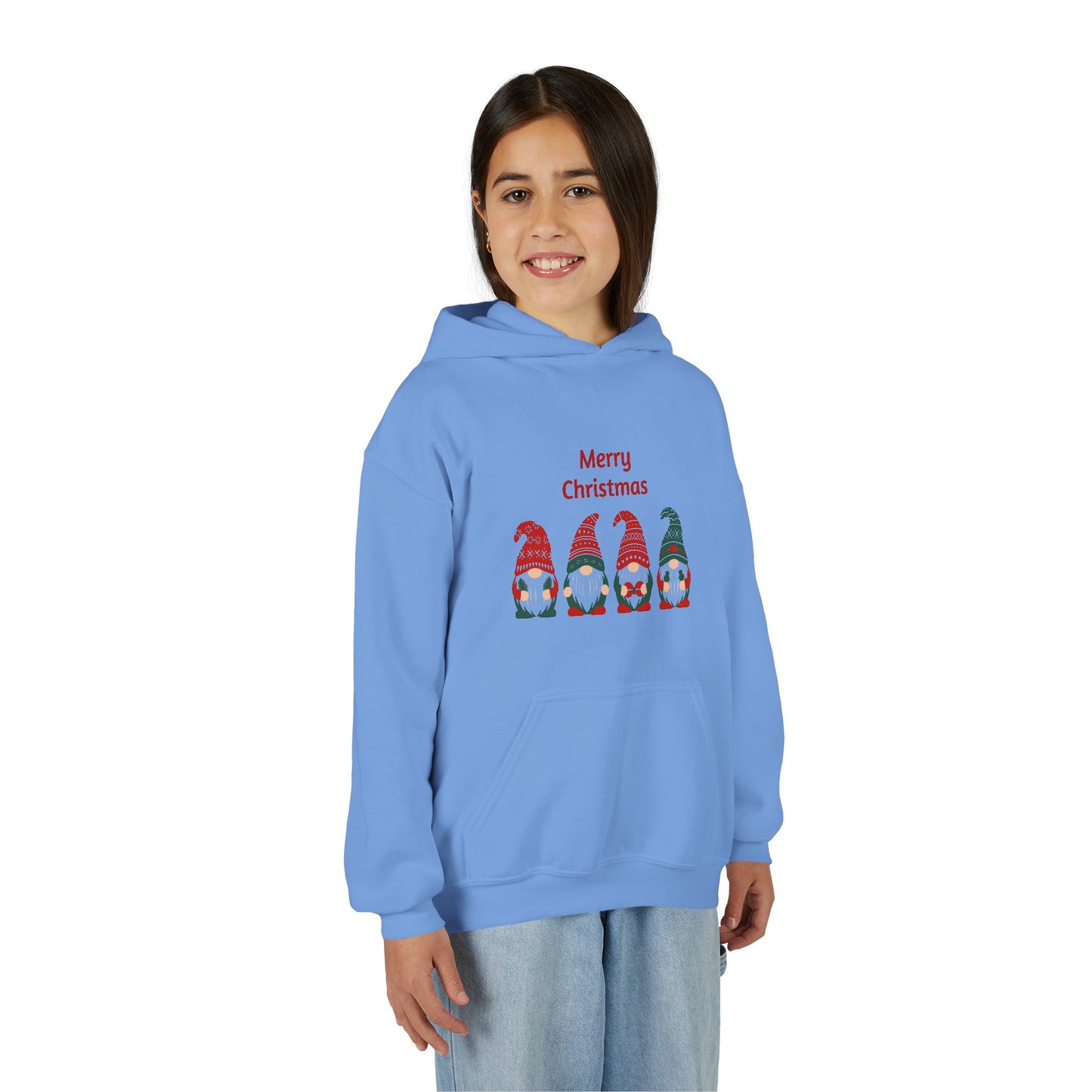 Youth Christmas Gnome Hoodie - "Merry Christmas" Holiday Kids Sweatshirt