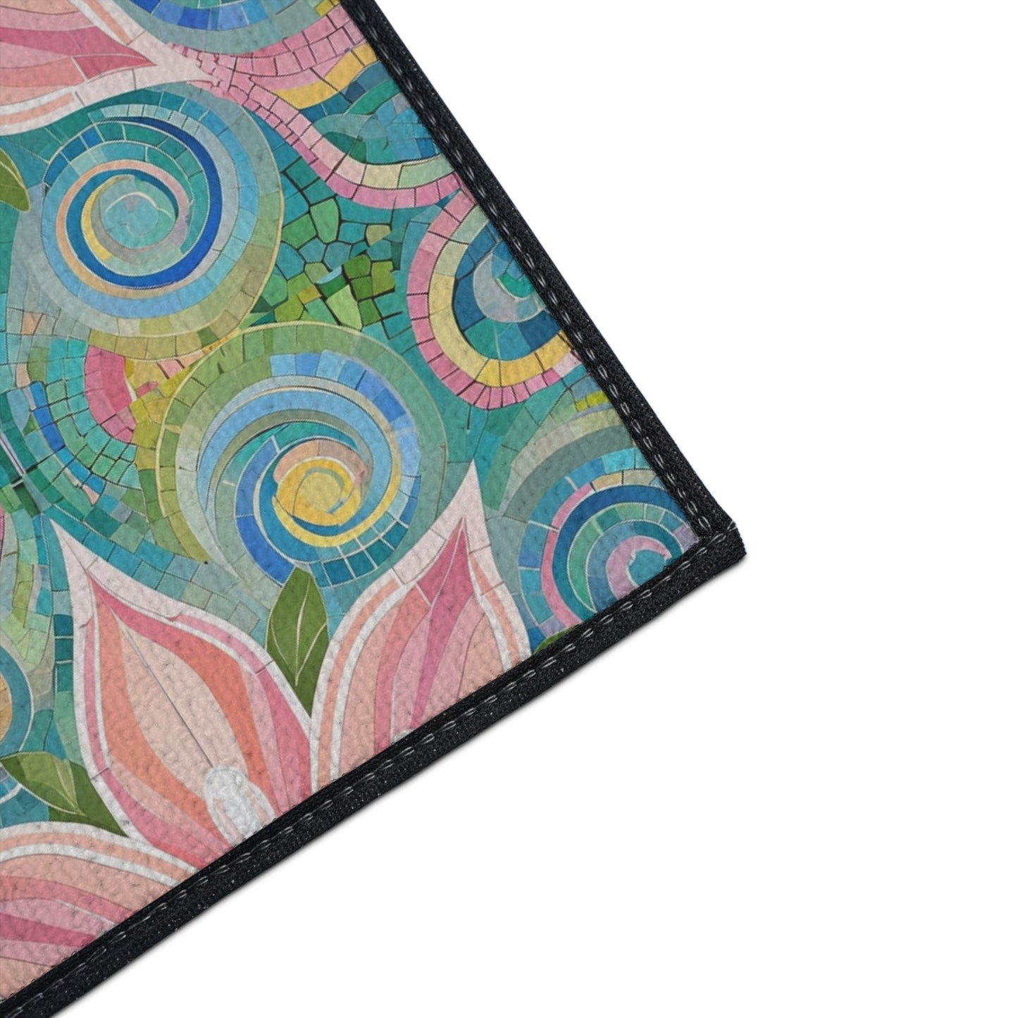 Floral Kaleidoscope Heavy-Duty Floor Mat — Pink Petal Outdoor/Entry Rug
