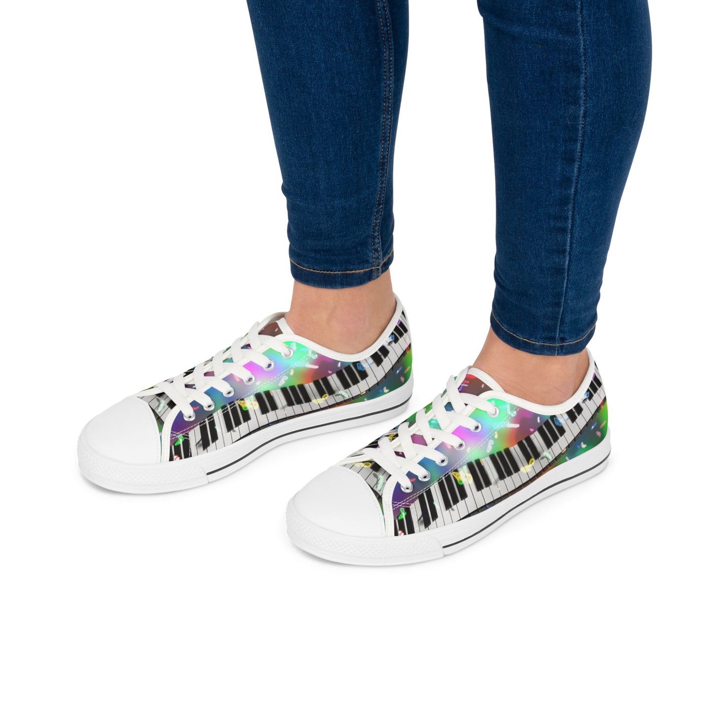 Piano Keys Low Top Sneakers — Colorful Musical Canvas Shoes