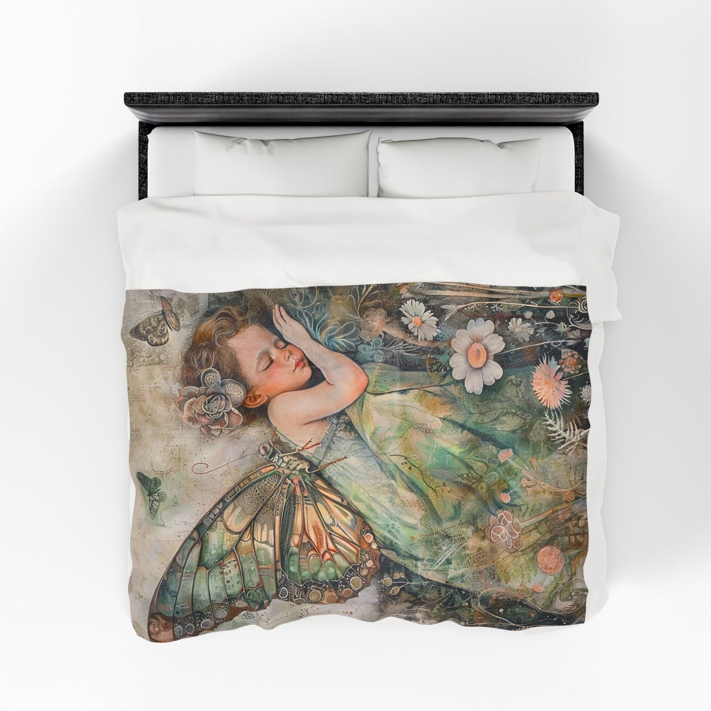 Fairy Dream Velveteen Plush Blanket — Sleeping Fairy Art Throw for Kids & Nursery