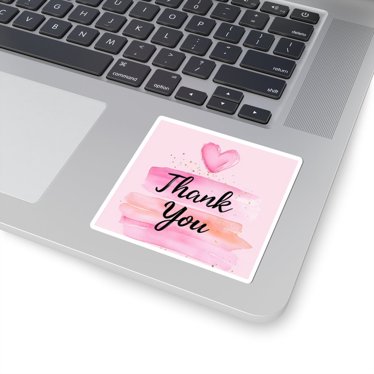Thank You Kiss-Cut Sticker — Pink Watercolor Heart Appreciation Decal
