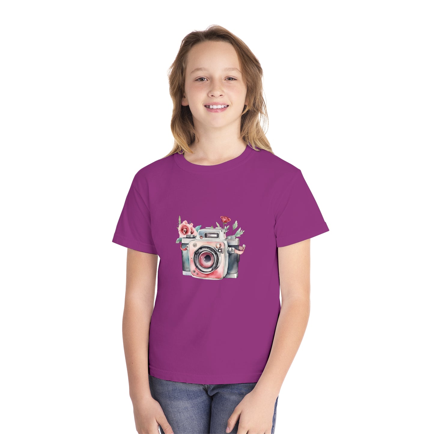 Floral Camera Youth Tee, Cute Teen Shirt