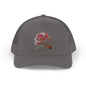 Rose Embellished Snapback Trucker Cap, Casual Hat for Outdoor Events, Gift for Flower Lovers, Stylish Fashion Accessory, Holiday Cap
