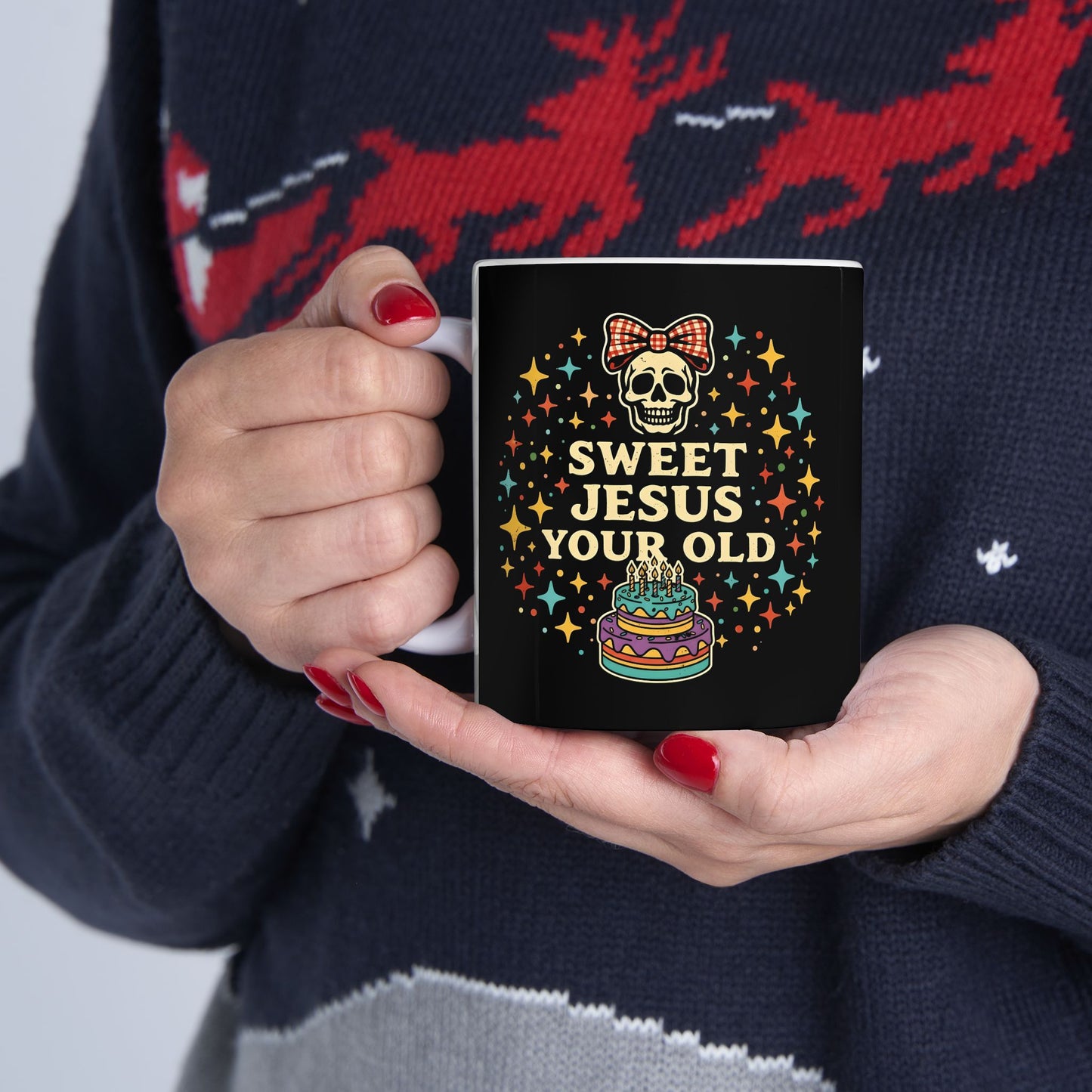 In This House We Swear Jesus Loves You Mug — Colorful Faith Coffee Cup (11oz & 15oz)
