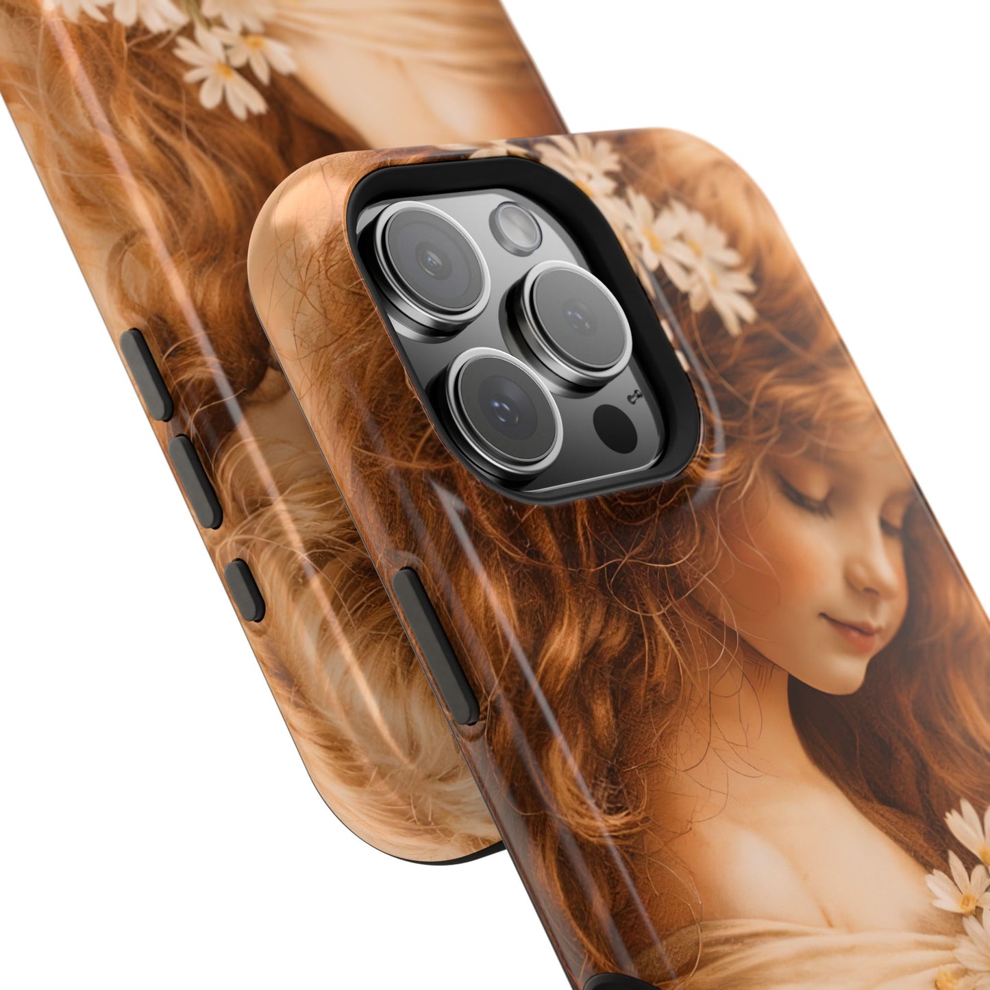 Vintage Floral Girl Magnetic Impact Phone Case — Protective iPhone Cover with Sepia Art
