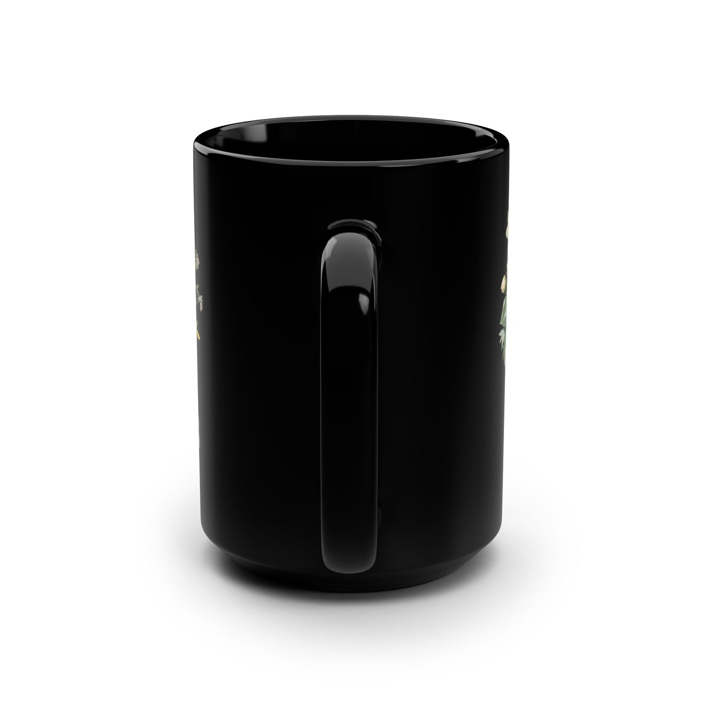 Floral Combat Boots Black 15oz Mug — Rustic Military Flower Coffee Cup