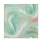Abstract Green Marble Canvas Print — Teal & Coral Swirl Wall Art