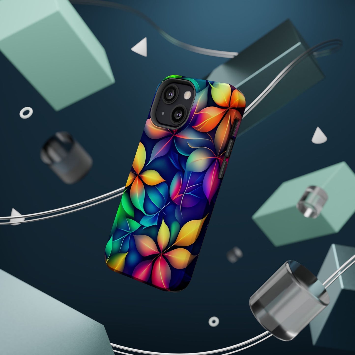 Floral Prism Magnetic Impact-Resistant Phone Case — Colorful Gradient Petal Design