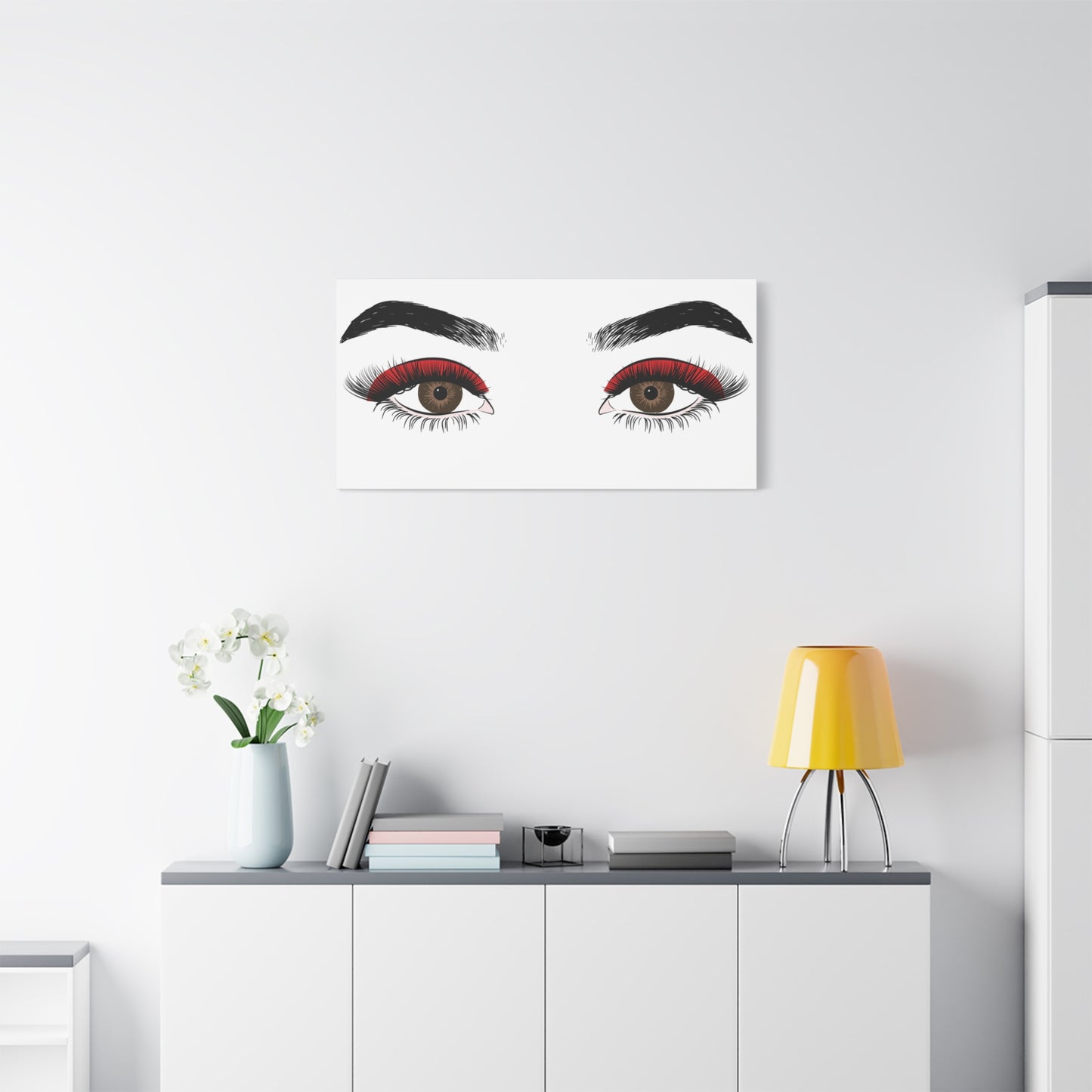 Red Lashes Wall Art Canvas — Glam Eyes Makeup Decor
