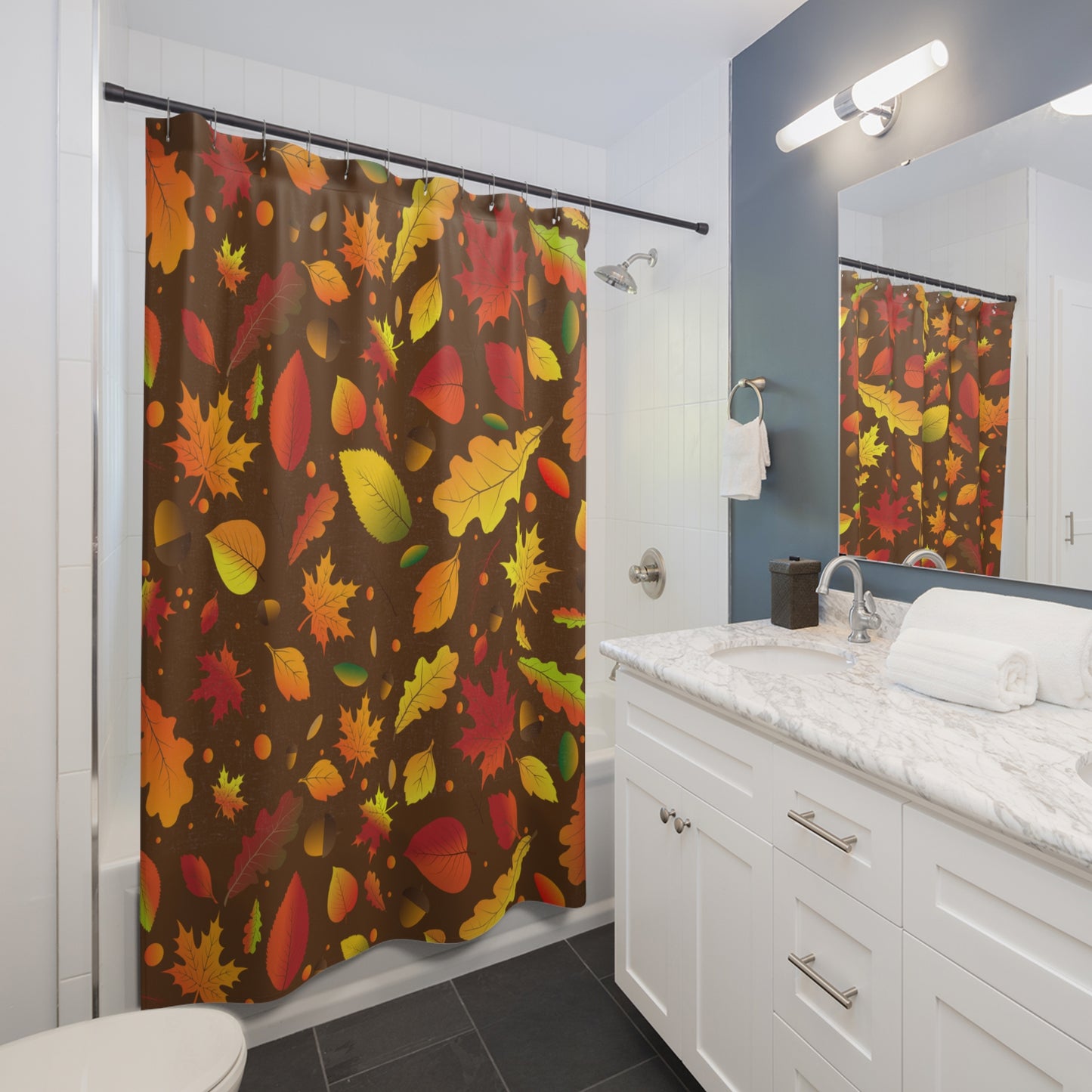 Autumn Leaves Shower Curtains, Fall Decor, Bathroom Accessory, Seasonal Home Decor, Cozy Vibe, Thanksgiving Decoration