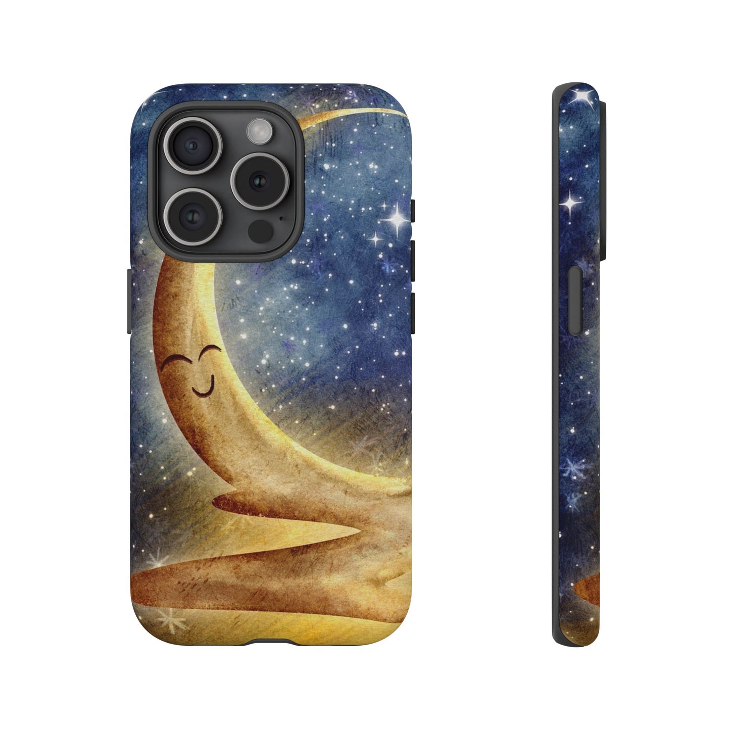 Moonlit Smile Phone Case — Starry Night Crescent Moon iPhone Cover
