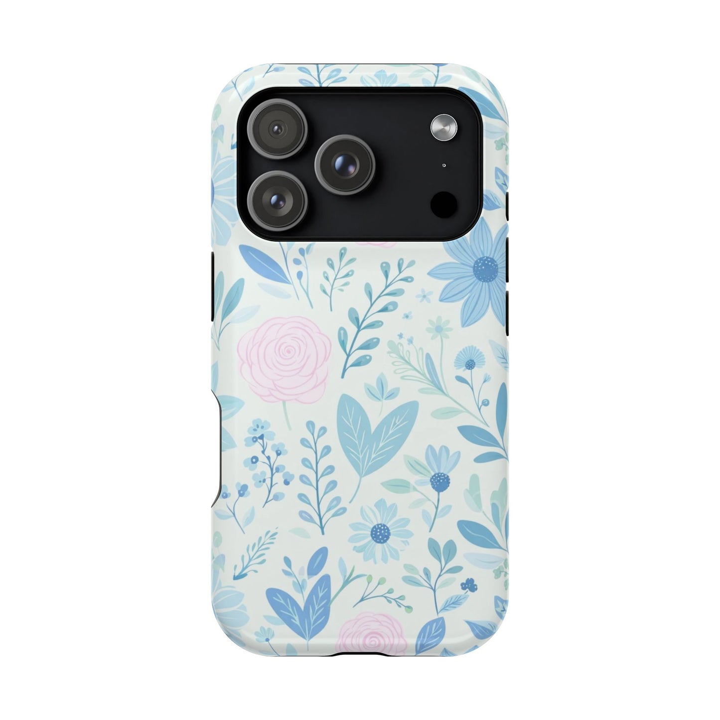 Floral Pastel Magnetic Impact Phone Case — Blue & Pink Botanical Design