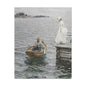 Seaside Stroll Canvas Print — Vintage Woman & Rowboat Matte Stretched Art 1.25"