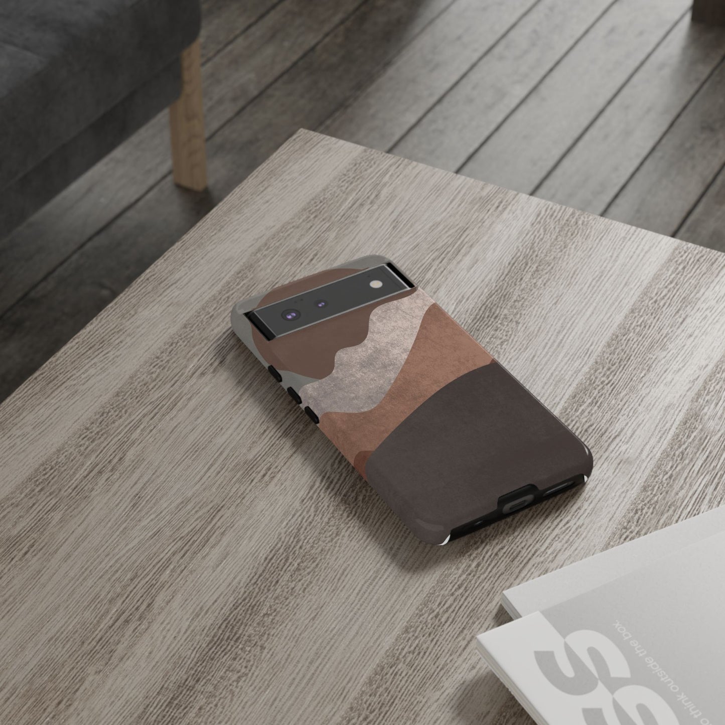 Abstract Earthtone Phone Case — Brown Layered Rugged Tough Case