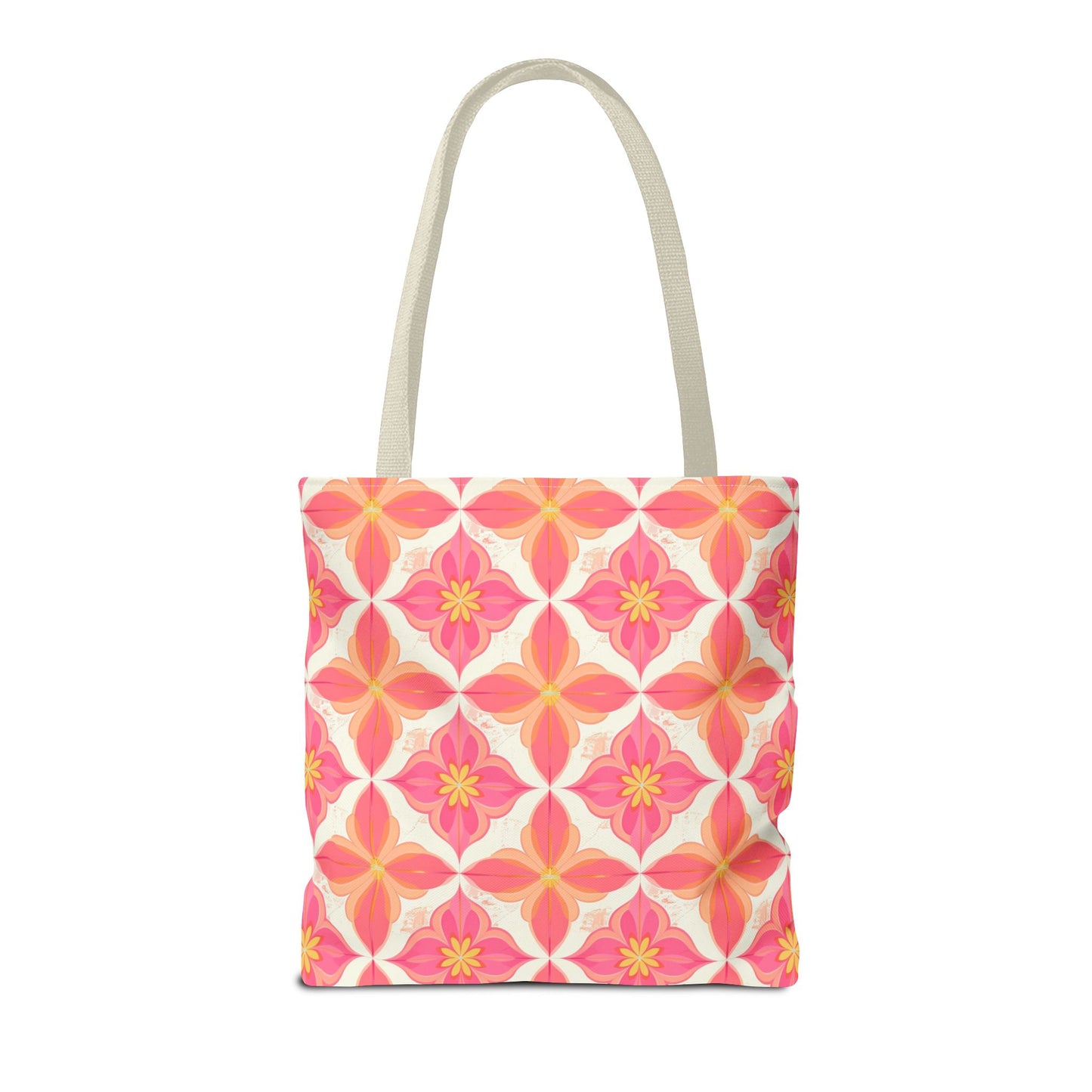 Pink Floral Geometric Tote Bag —  Reusable Shopper