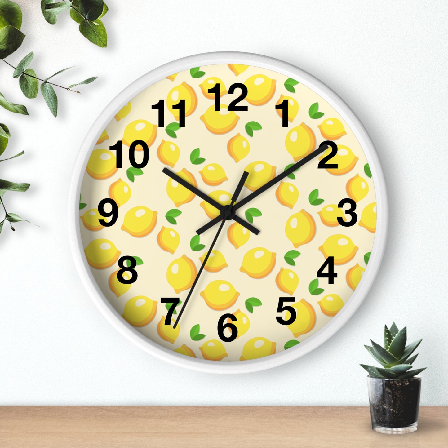 Lemon Pattern Wall Clock – Bright Citrus Kitchen Clock
