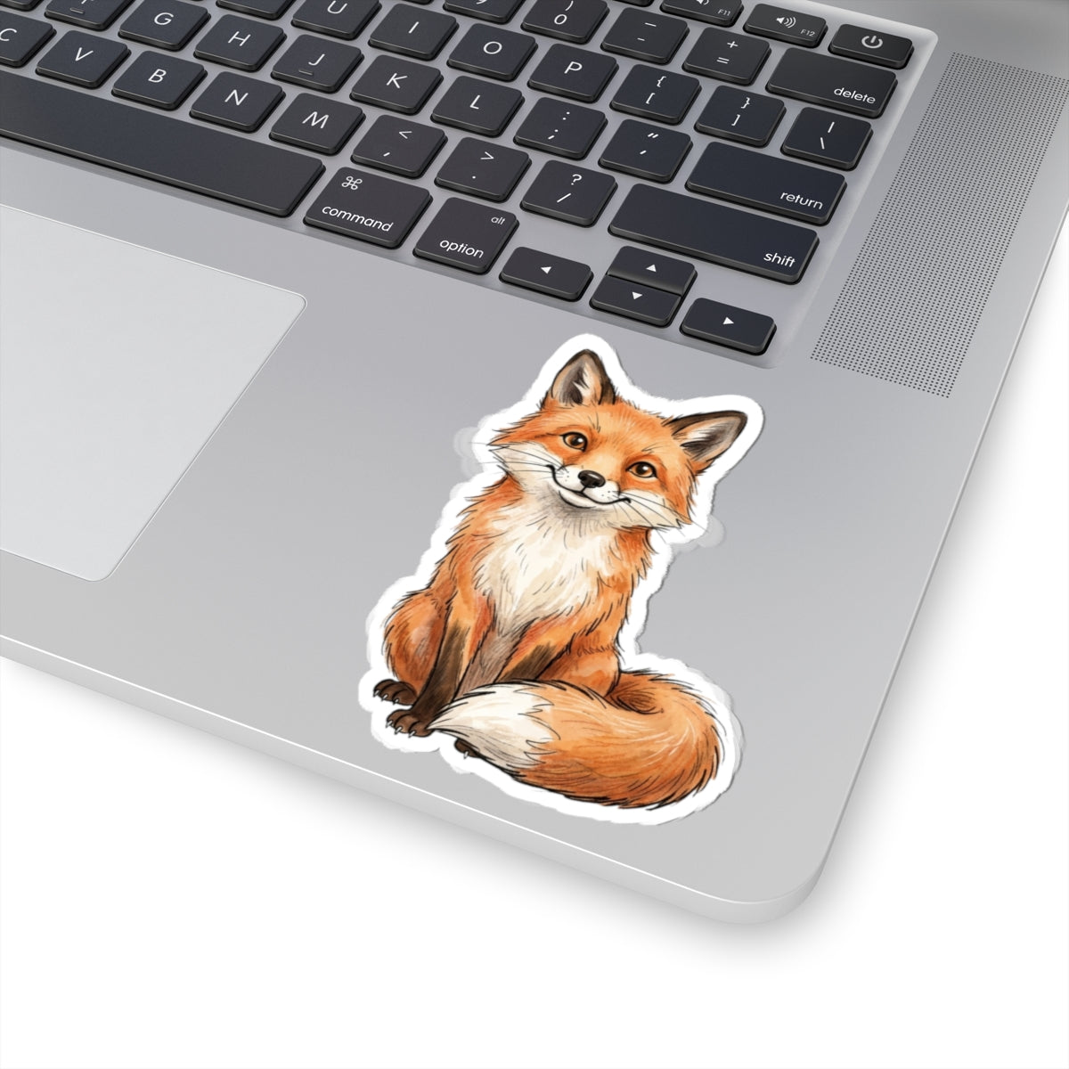 Cute Sitting Fox Sticker - Watercolor Woodland Laptop Decal