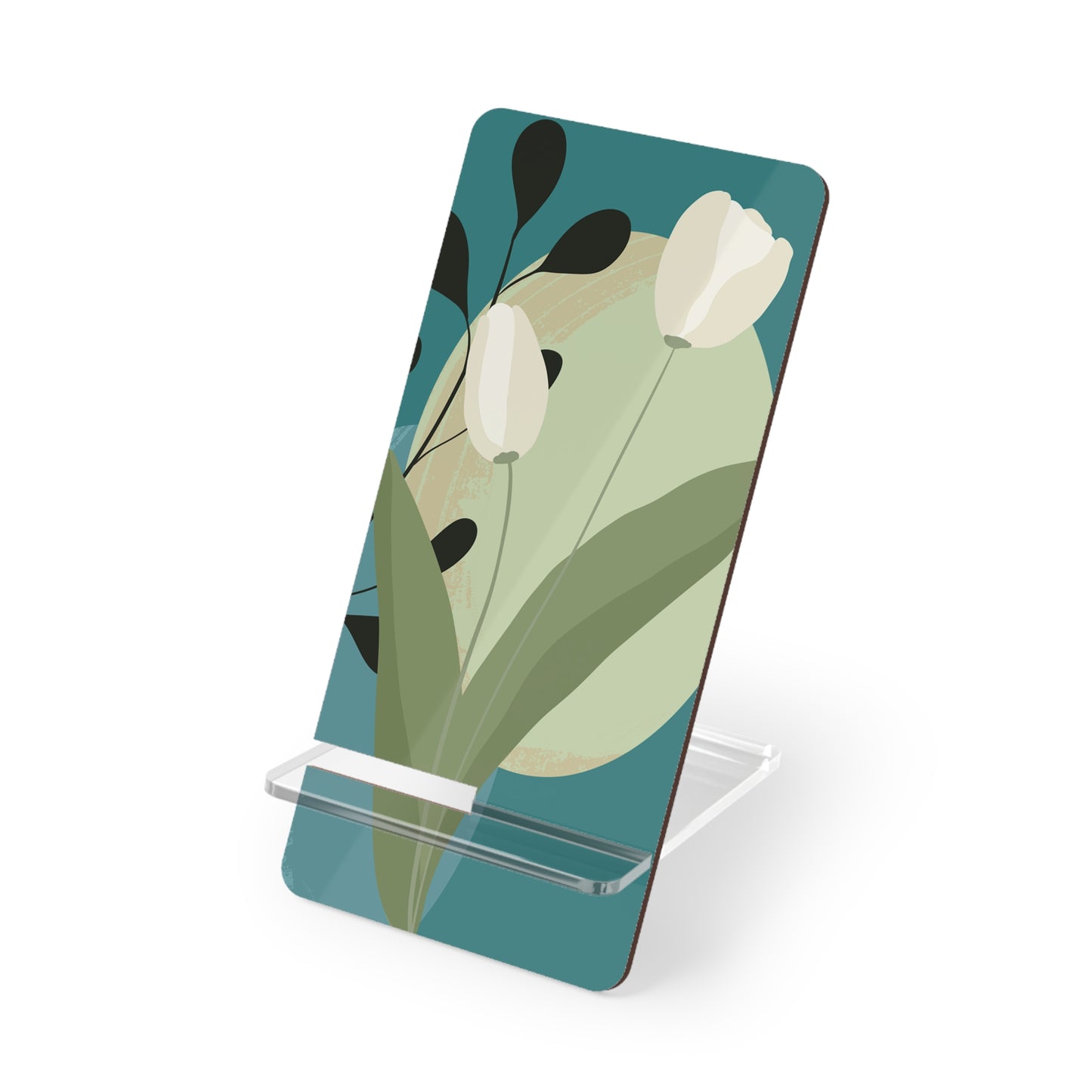 Floral Tulip Smartphone Stand — Portable Mobile Display Stand with Botanical Print