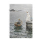 Seaside Stroll Canvas Print — Vintage Woman & Rowboat Matte Stretched Art 1.25"