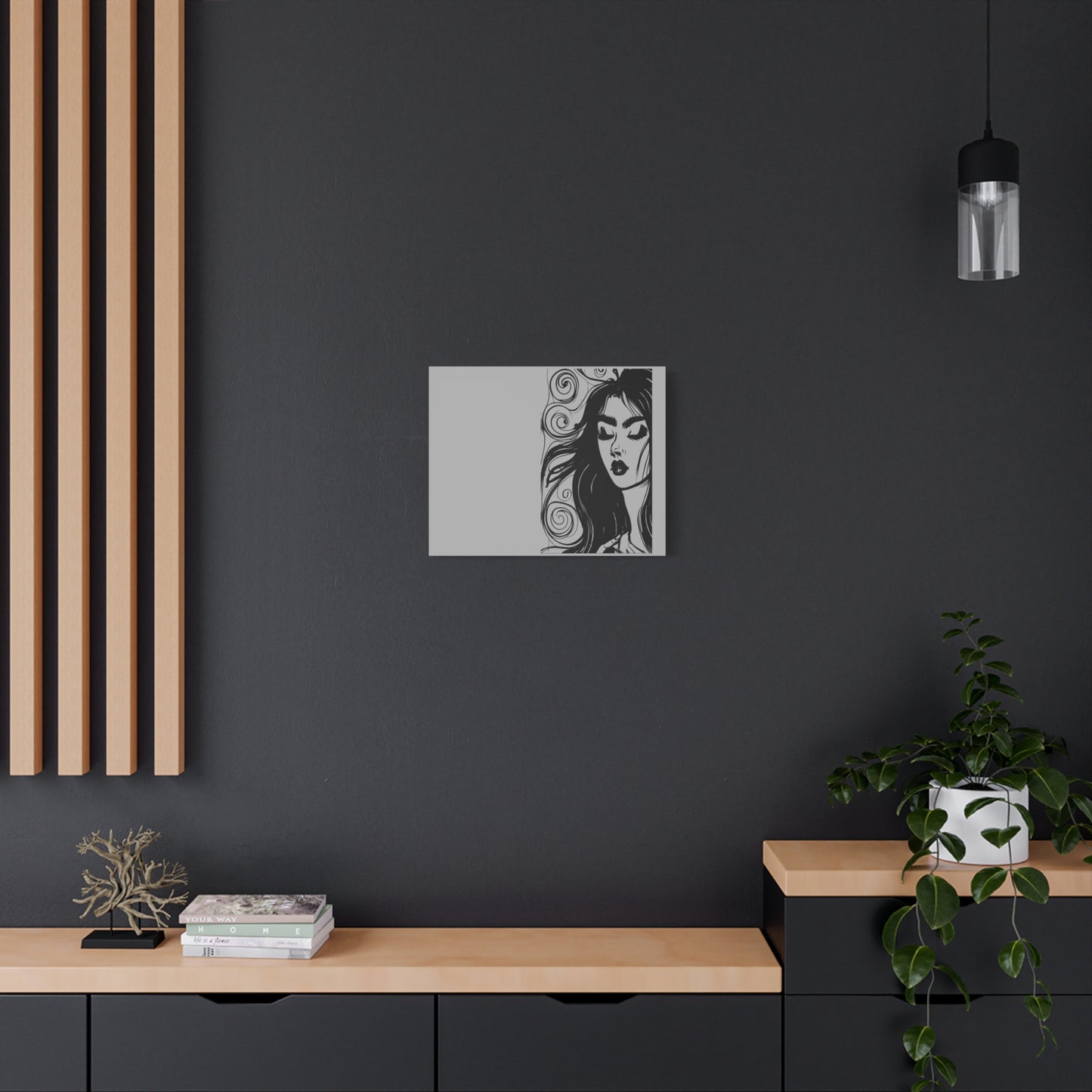 Gothic Woman Portrait Canvas Art — Matte Stretched Wall Decor