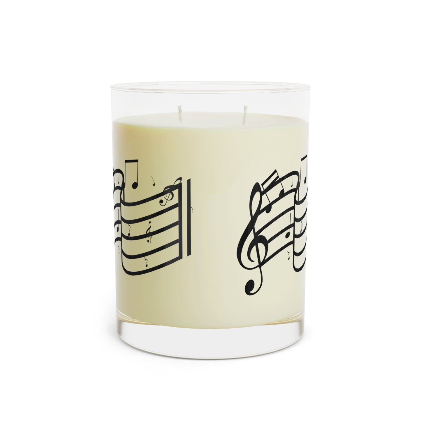 Music Notes Scented Candle — 11oz Glass Candle with Treble Clef Design