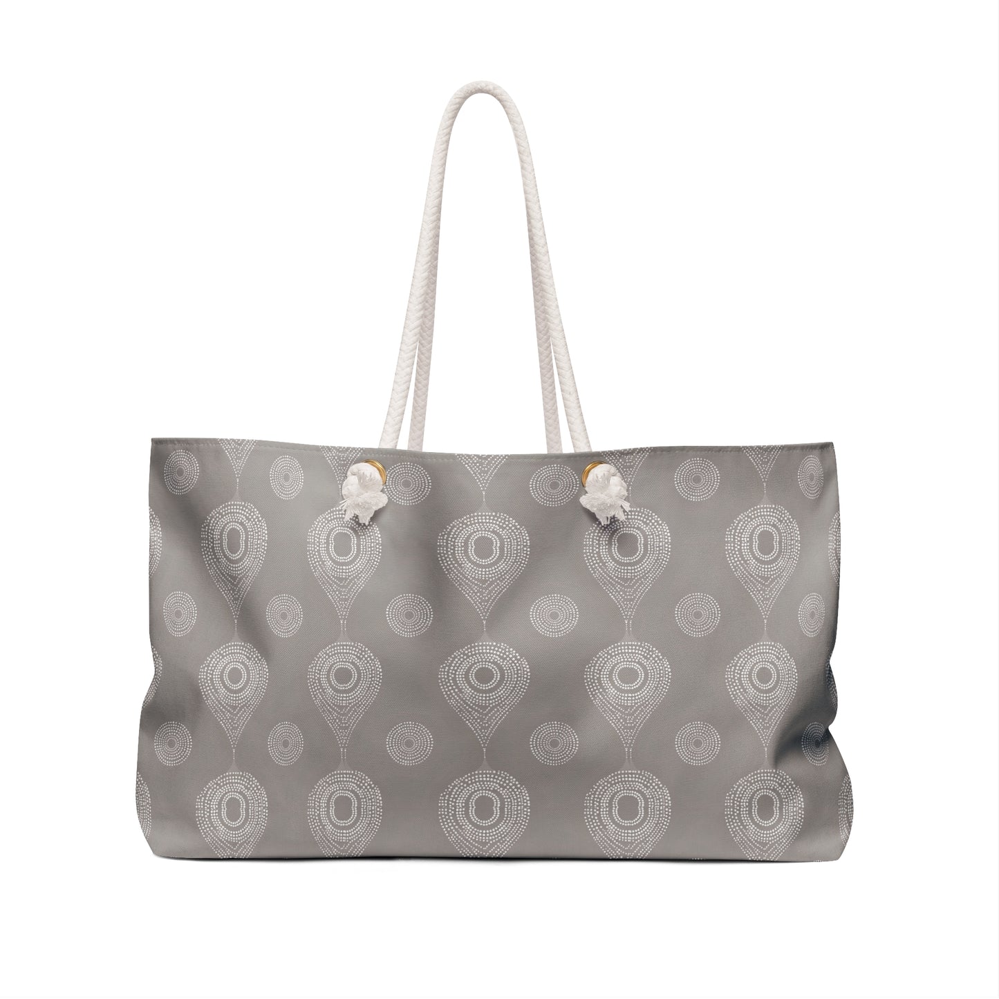 Gray Ikat Weekender Bag — Large Neutral Travel Tote
