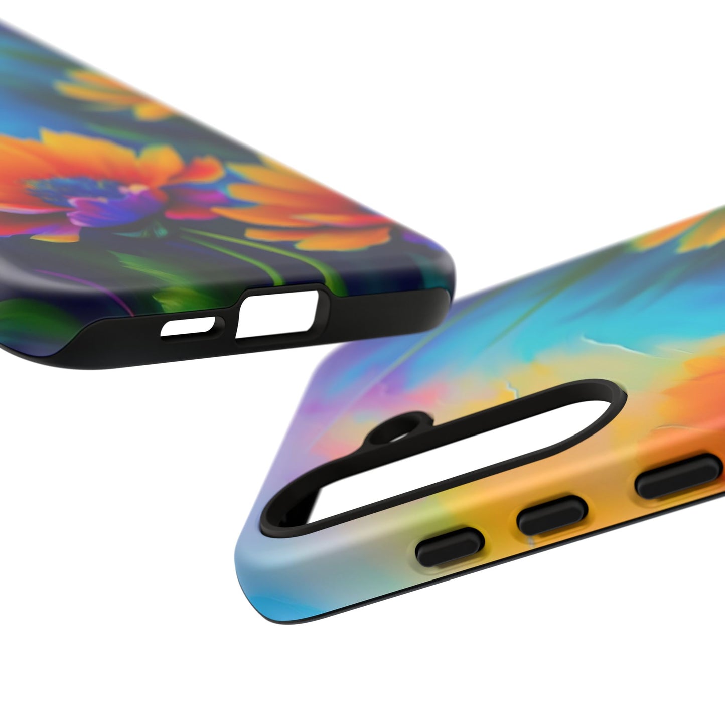 Floral Sunset Tough Phone Case — Vibrant Watercolor Flowers Protective Cover