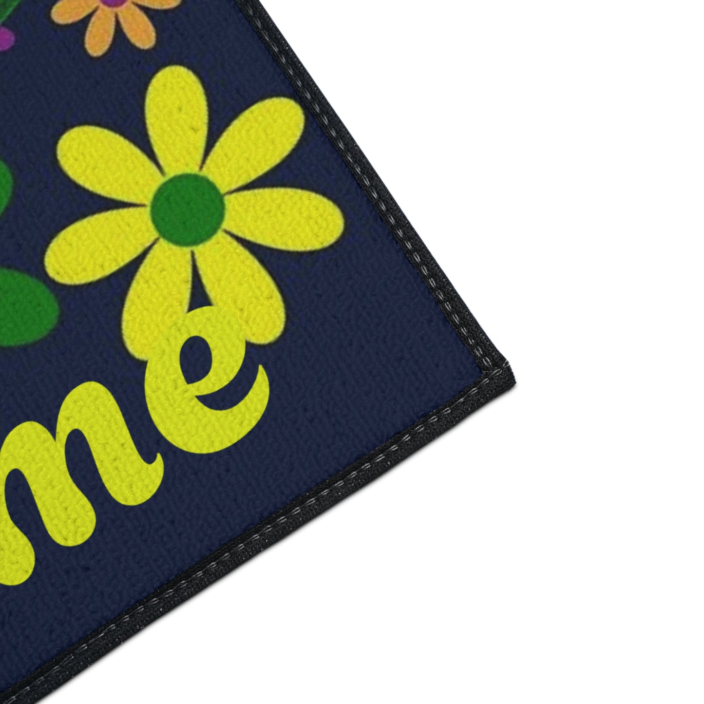 Welcome Floral Heavy-Duty Floor Mat — Colorful Spring Flowers Door Mat
