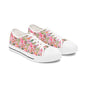 Floral Pink Low Top Sneakers — Women's Garden Print Casual Shoes