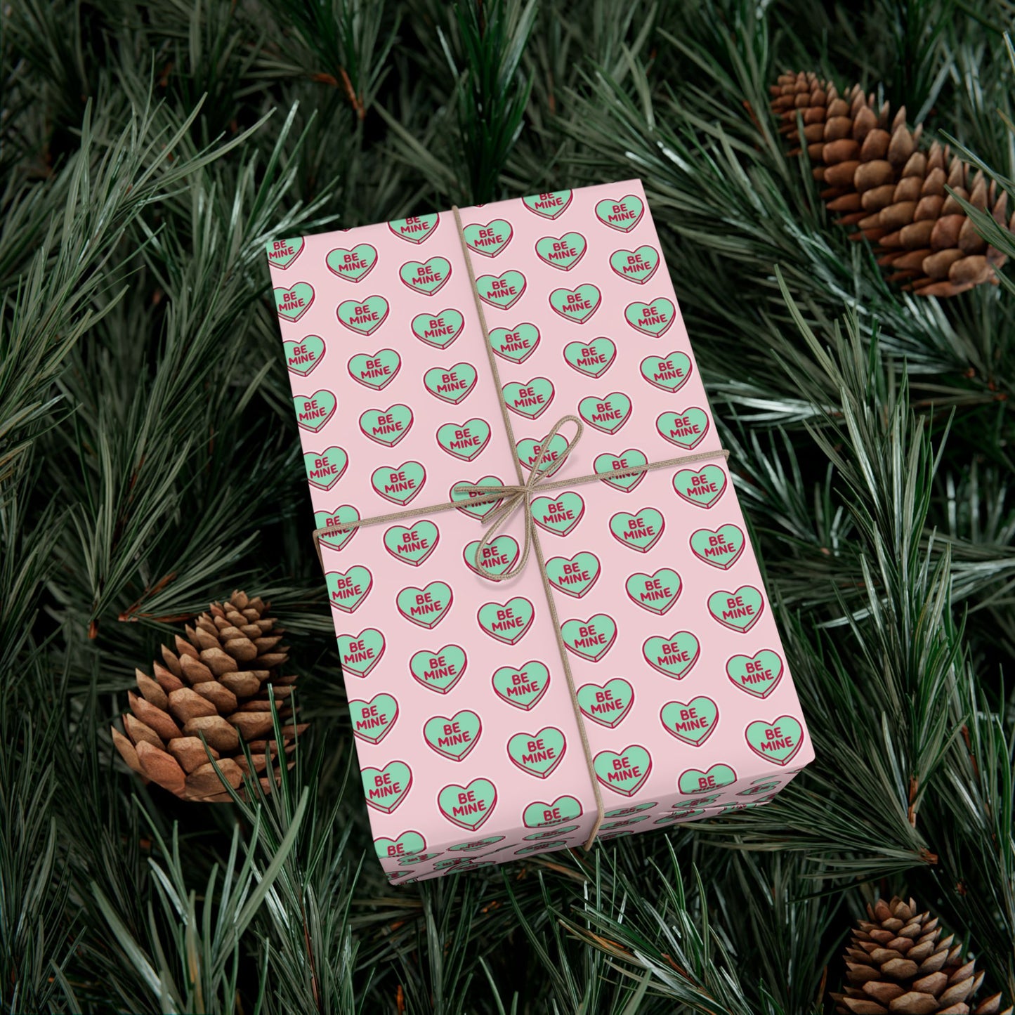 Valentine 'Be Mine' Heart Gift Wrap Paper – Pink Romantic Wrapping Sheets