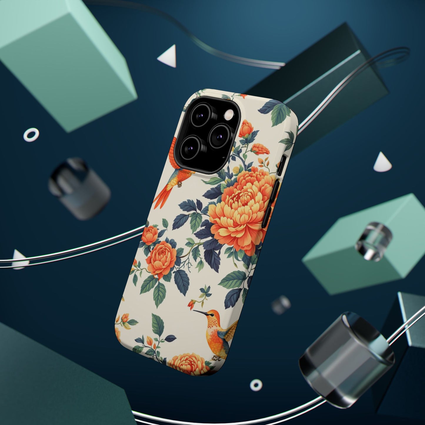 Floral Hummingbird Magnetic Phone Case — Impact-Resistant Protective Cover