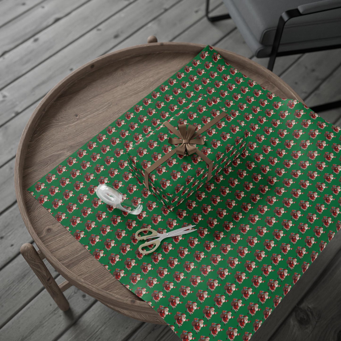 Christmas Dachshund Wrapping Paper — Green Santa Dog Gift Wrap