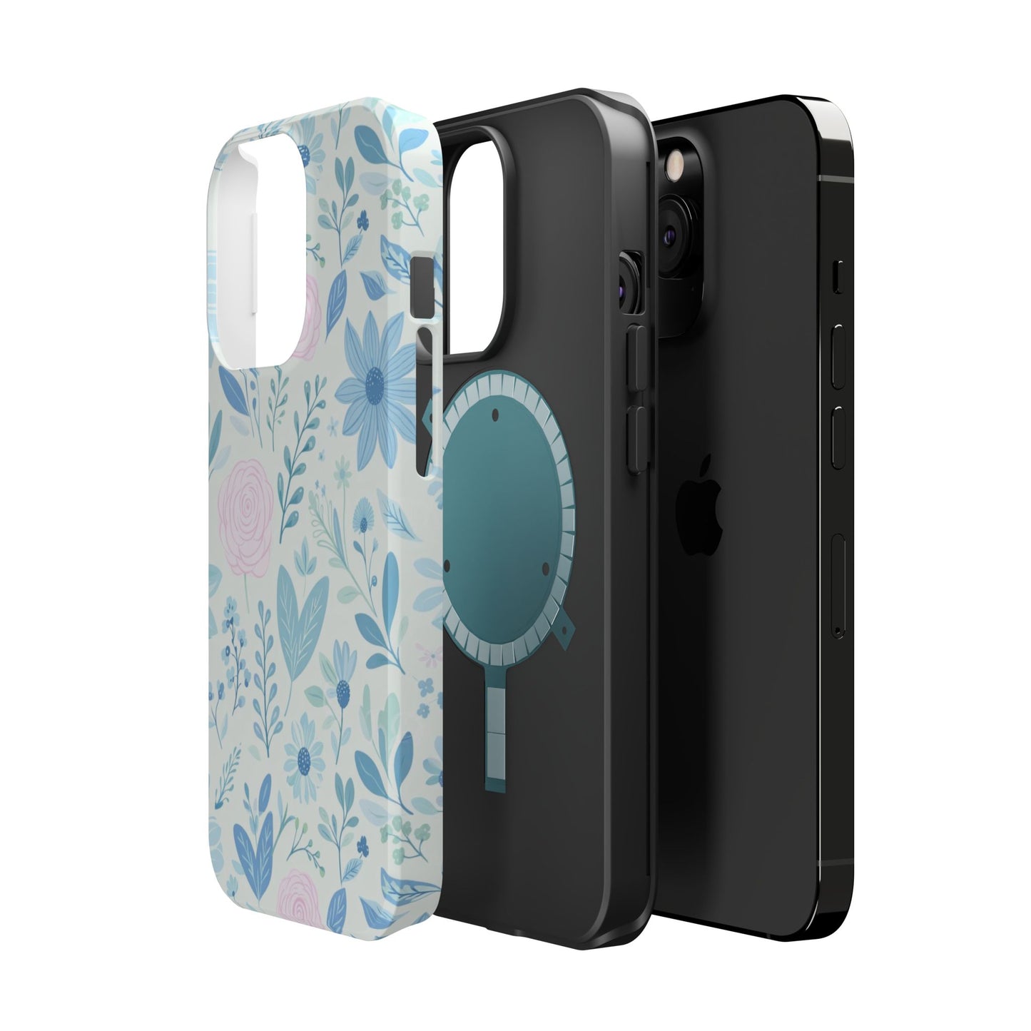 Floral Pastel Magnetic Impact Phone Case — Blue & Pink Botanical Design