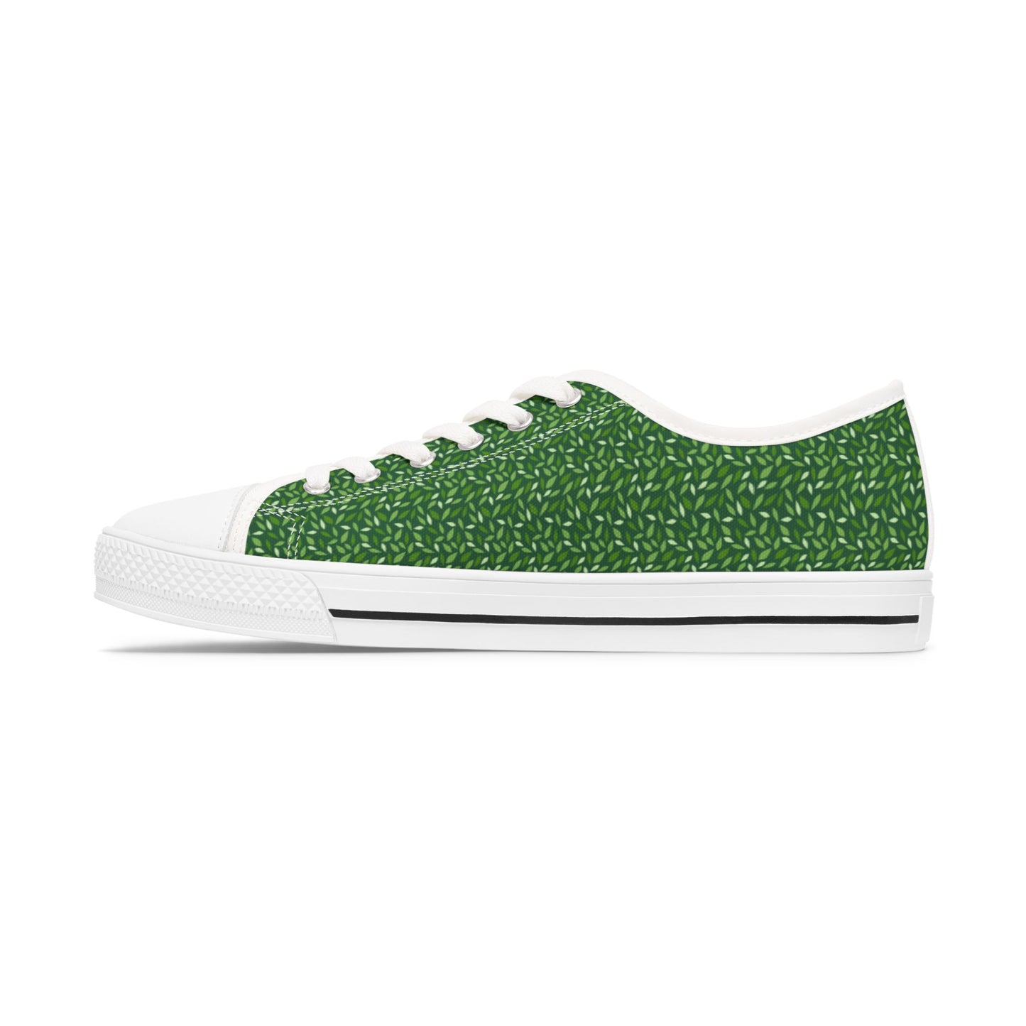 Green Texture Low Top Sneakers — Women's Casual Canvas Shoes