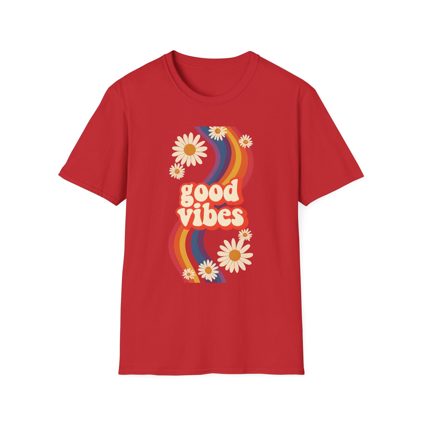 Good Vibes Unisex Softstyle T-Shirt, Retro Sunshine Tee, Positive Energy Shirt, Festival Apparel, Gift for Friends