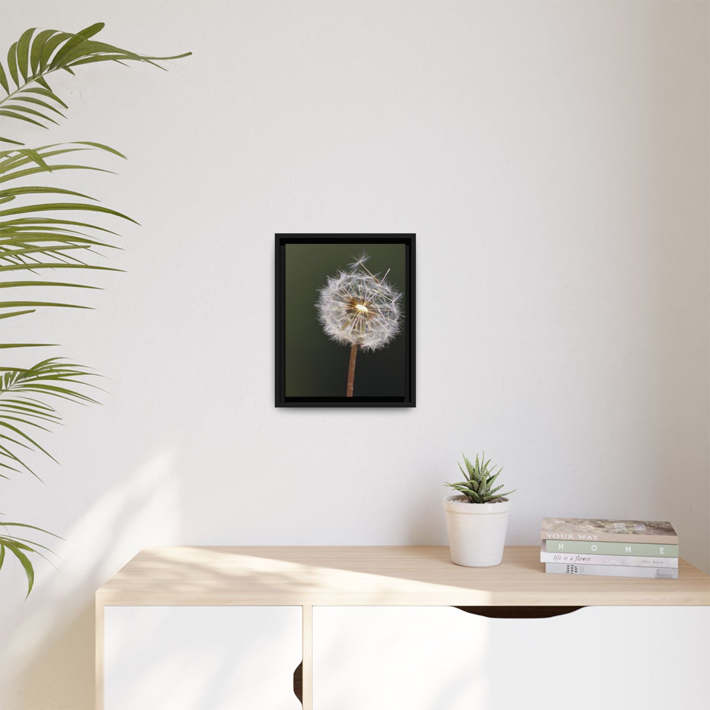Framed Dandelion Canvas Print — Matte Botanical Wall Art