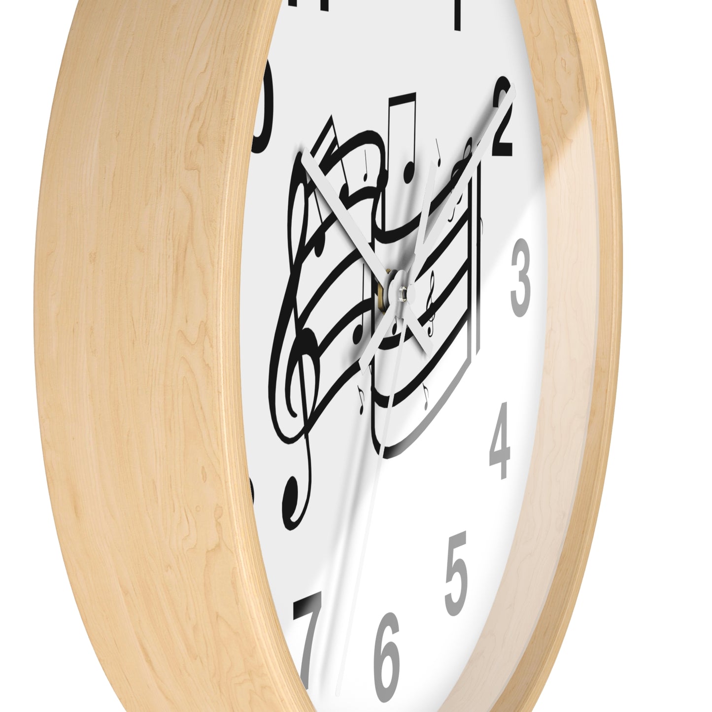 Music Notes Wall Clock — Black & White Treble Clef Timepiece for Music Lovers