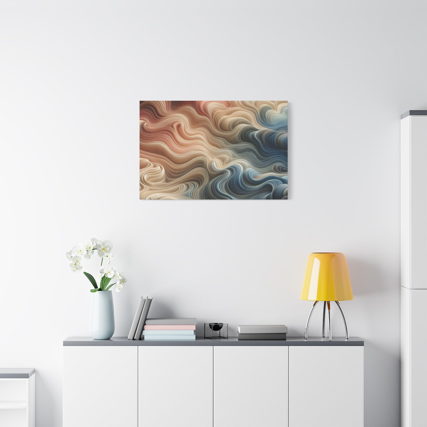 Abstract Swirl Matte Canvas Wall Art — Fluid Earth Tones, Stretched 1.25"