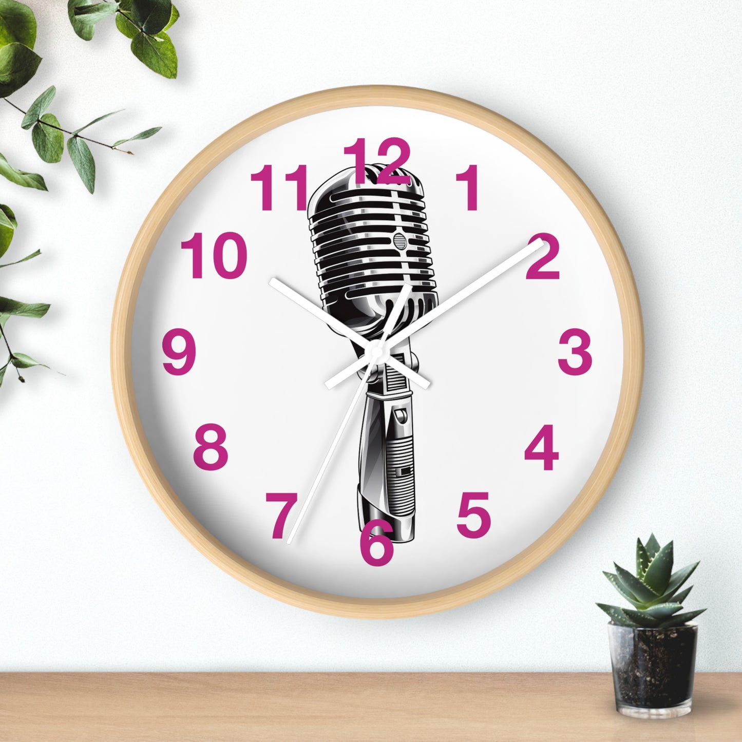 Red Numbers Optical Stripe Wall Clock | Black White Vertical Lines