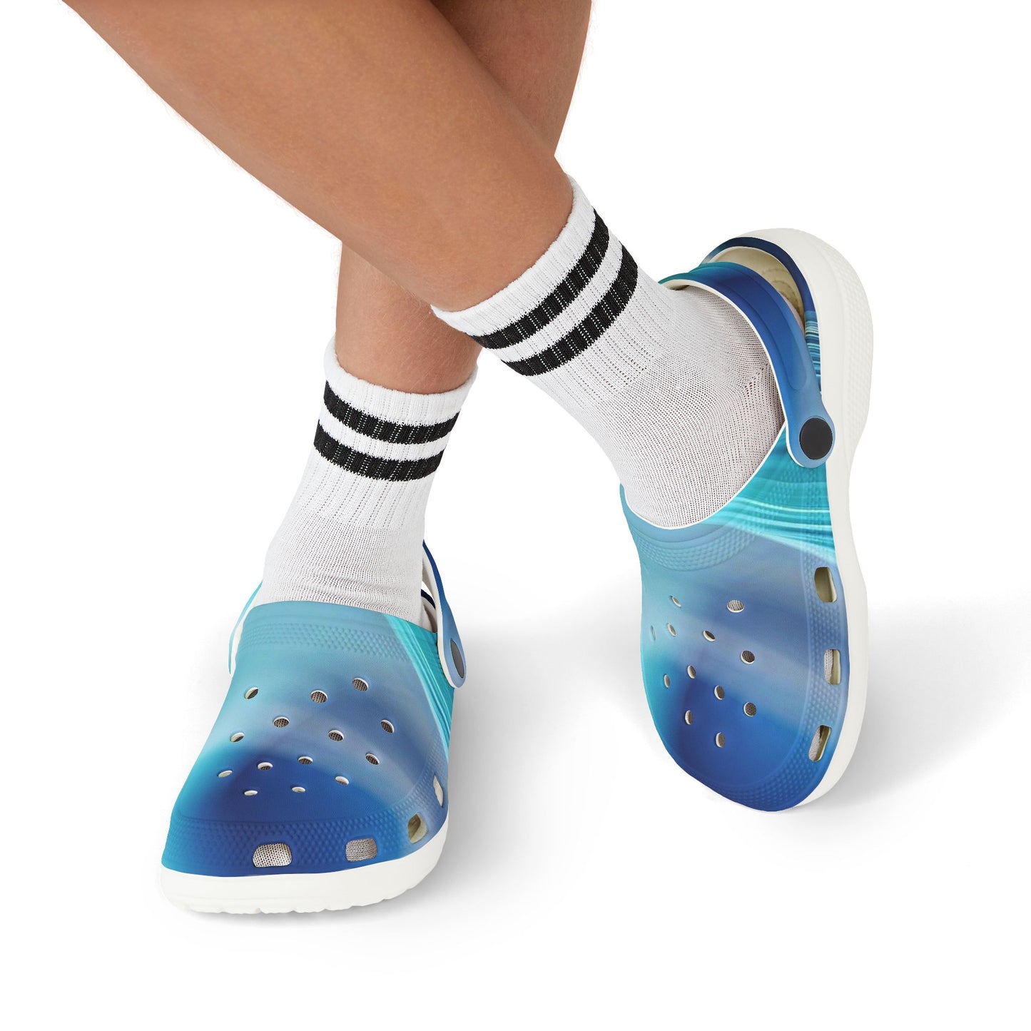 Kids Blue Ombre EVA Foam Clogs – Lightweight Water & Pool Shoes
