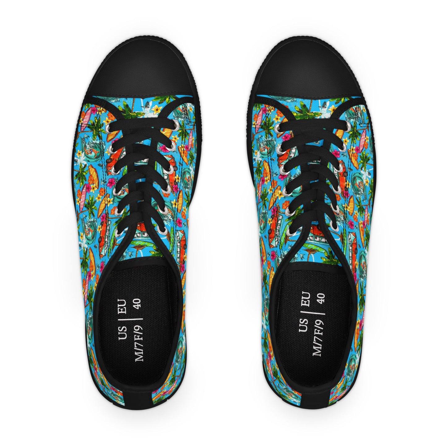 Low Top Sneakers — Tropical Flamingo Print Canvas Shoes
