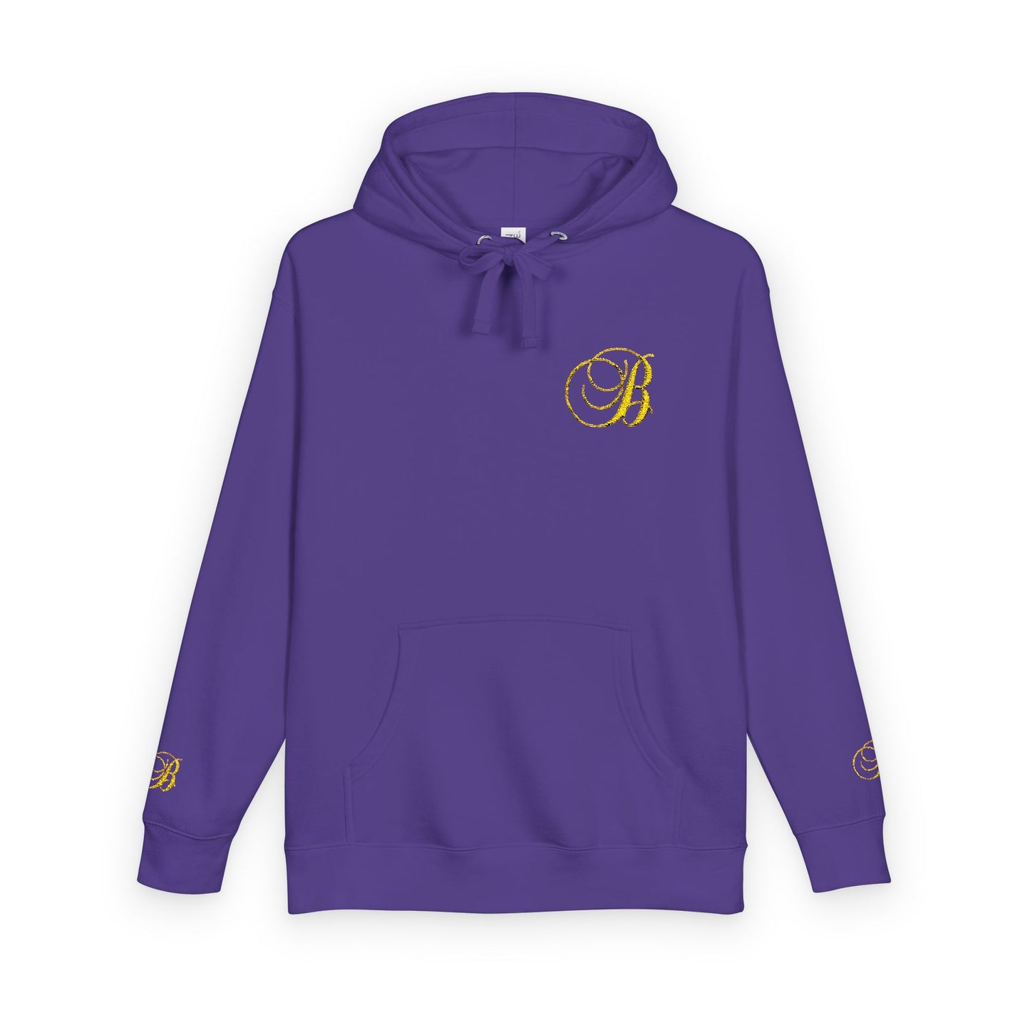 Coral Gold Floral Initial Hoodie — Monogram 'B' Casual Pullover